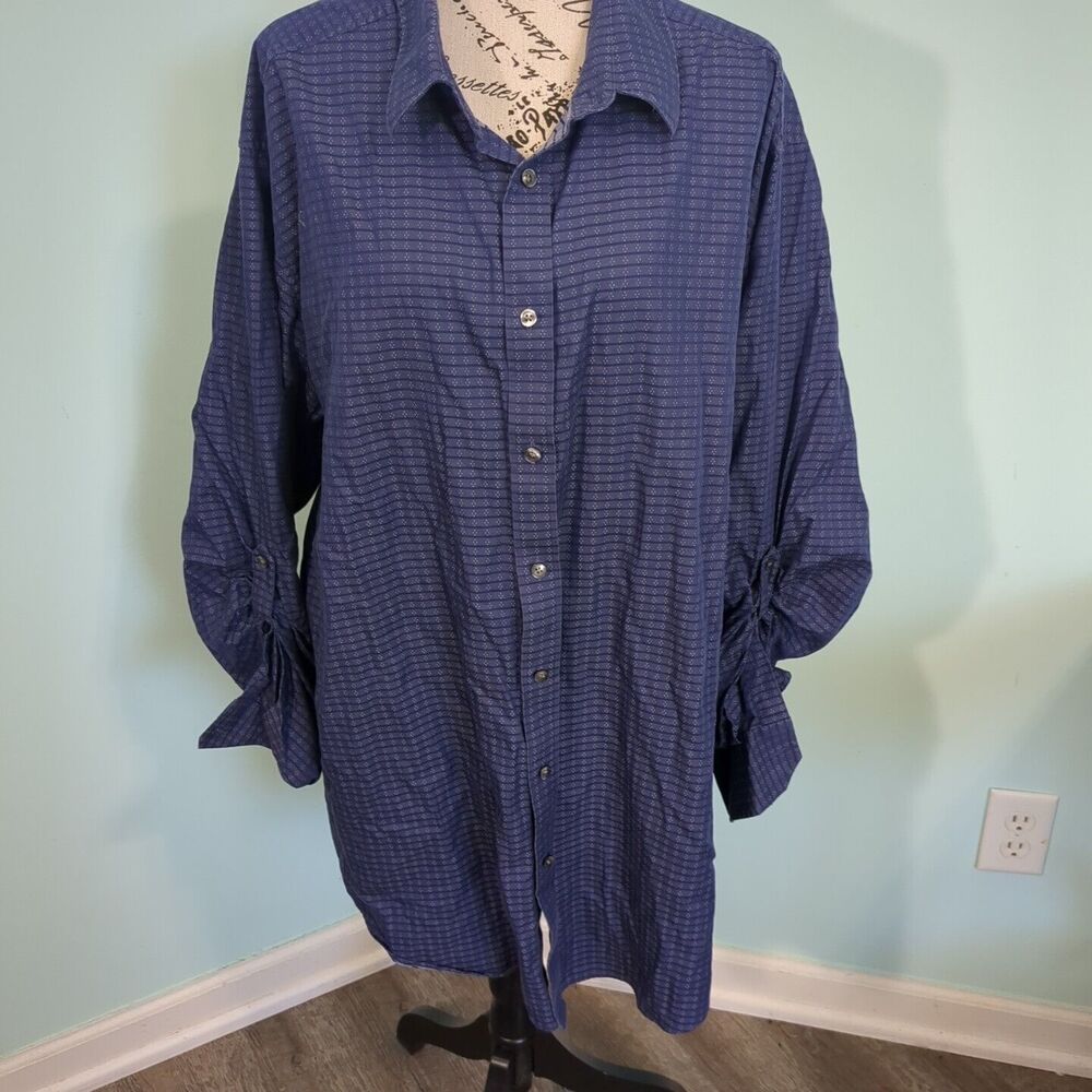 Murano liquid luxury Men's Button Down Dress Shirt Blue 3xt